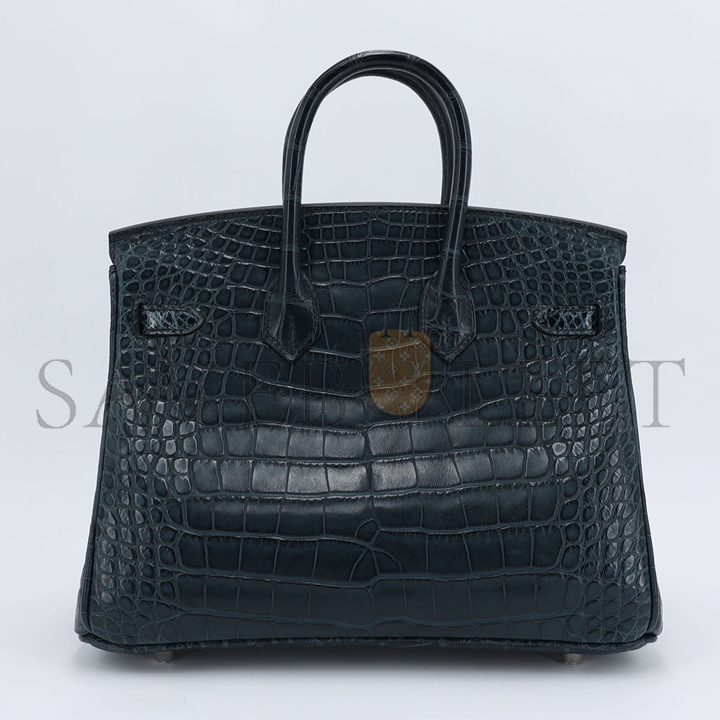 HERMÈS MASTER BIRKIN 30 CROCODILE LEATHER STORM BLUE SILVER BUCKLE H041354CK06 (30*22*15cm)